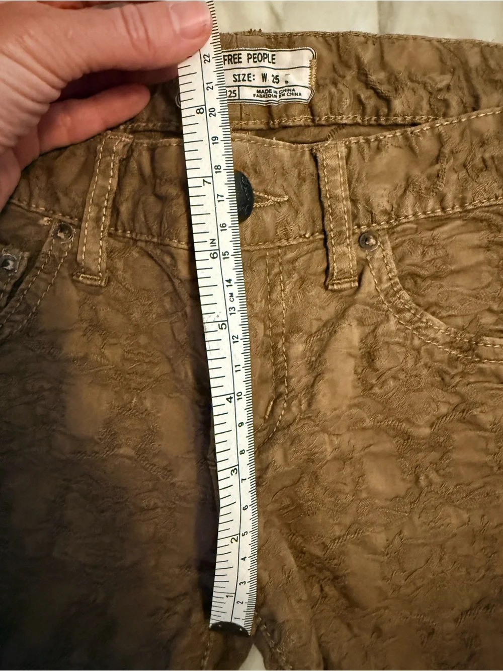 Free People Textured Jacquard Lace Skinny Jeans Brown size 25 / US size 2